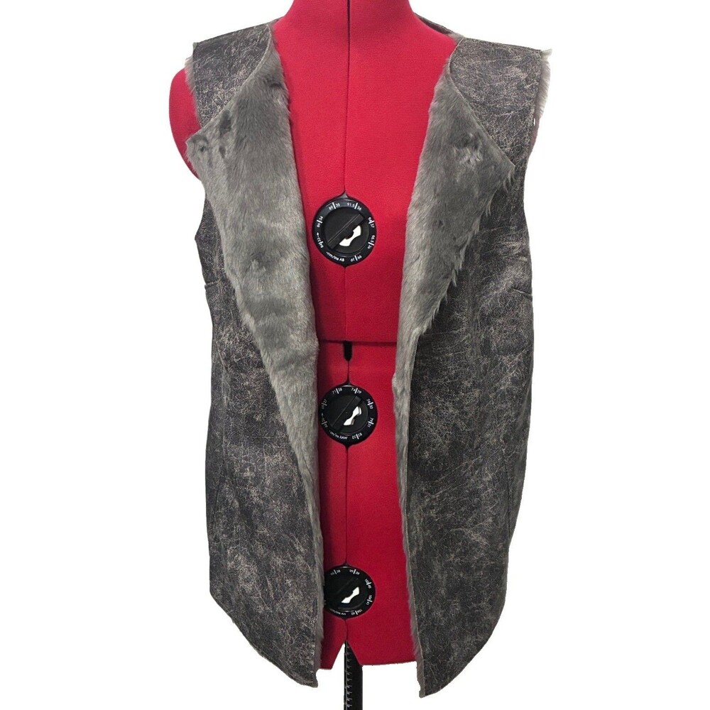 Dylan Women’s Gray Faux Fur Jacket Vest Size Large